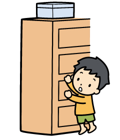 お子様の手の届かない棚の上に保管している イメージ