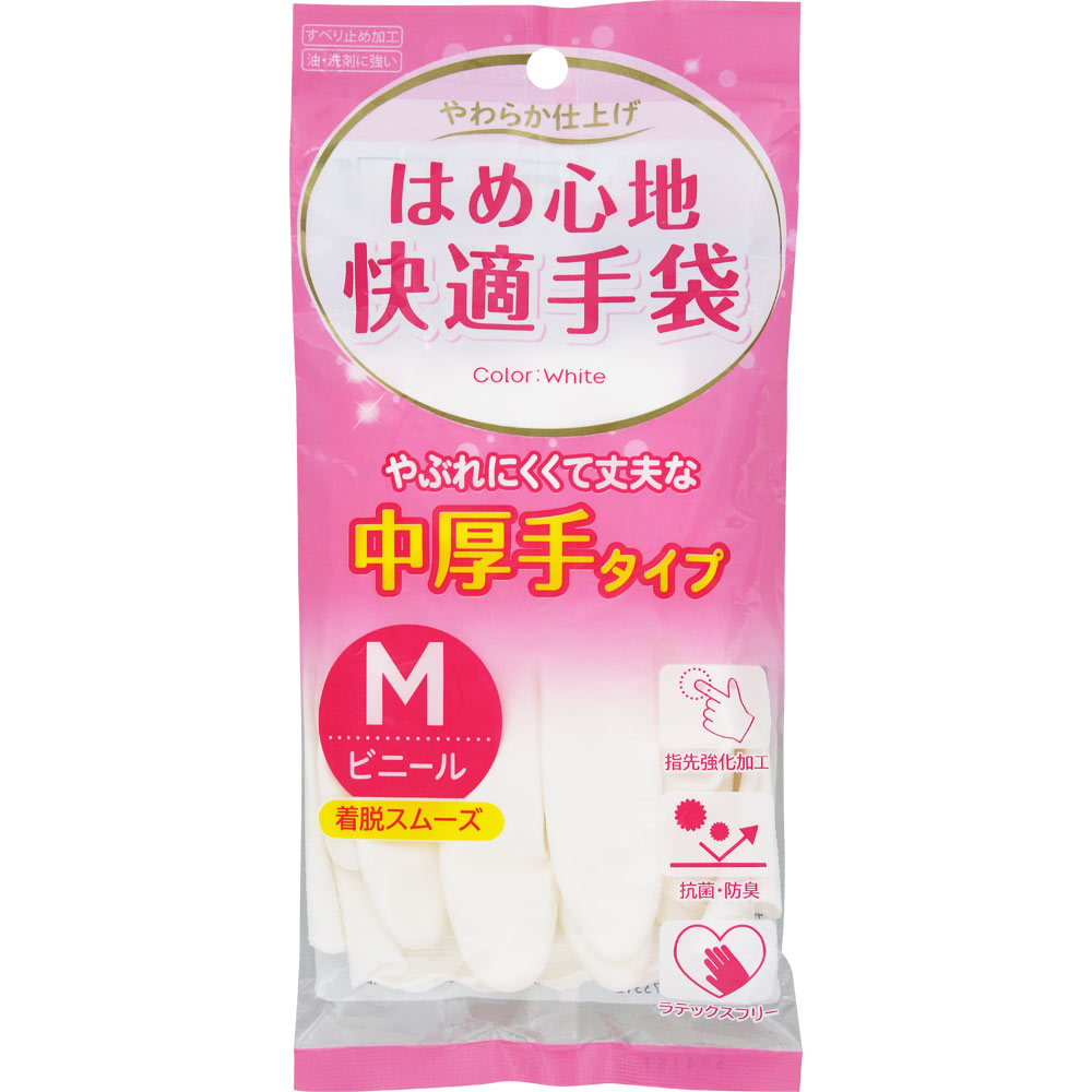 NID はめ心地快適ビニール手袋中厚手M｜ドラッグストアで買えるNID PB